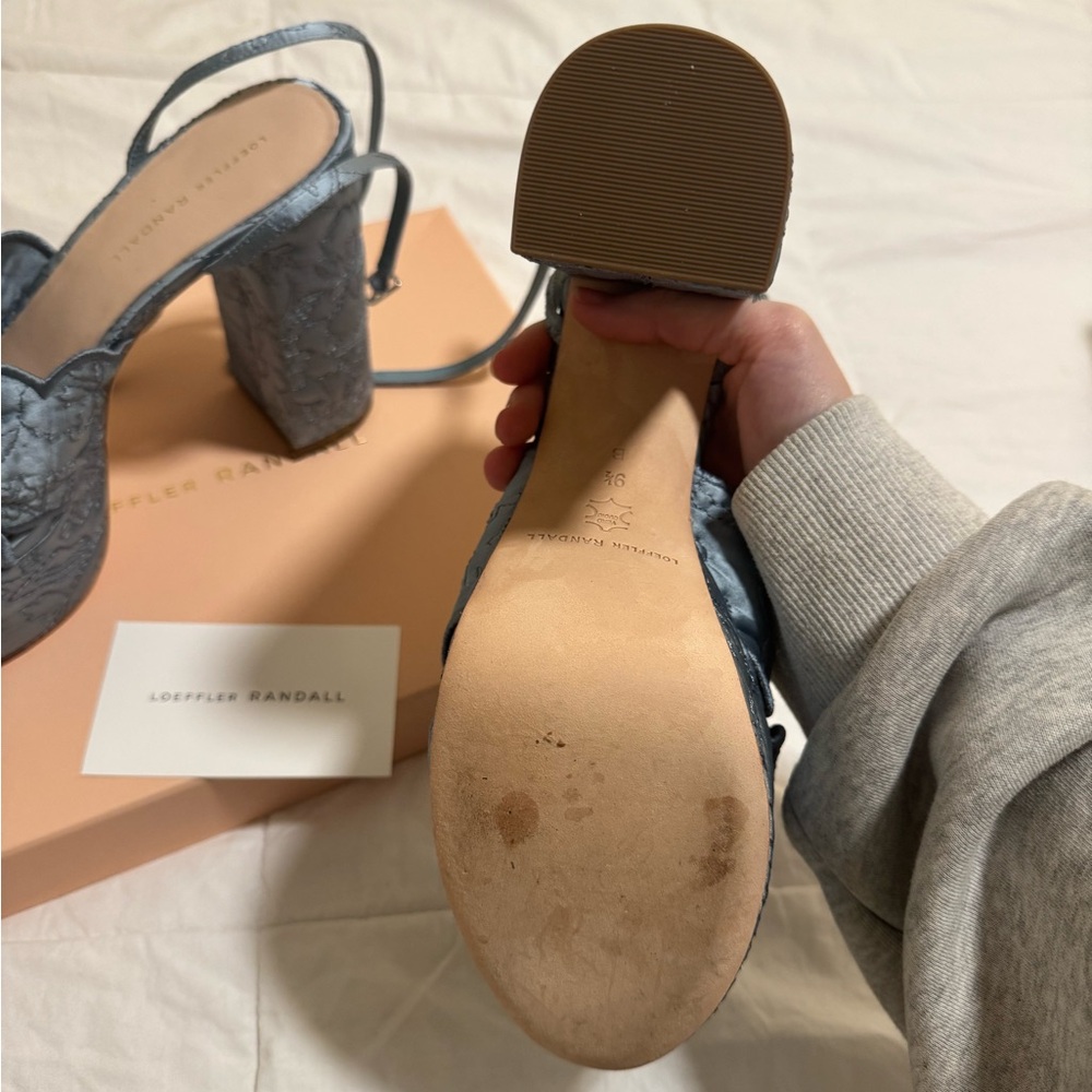 Loeffler Randall Satin Blue Platform Sandals - Picture 8 of 8
